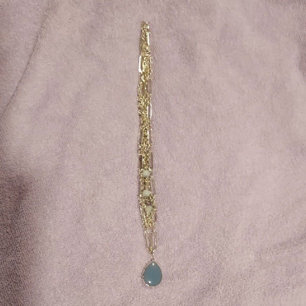 Elegant Gold and Blue Teardrop Necklace